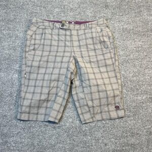 Mountain Hardwear Bermuda Shorts Womens 8 Beige Plaid Stretch Hiking Outdoor